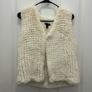 Aqua White Fur Vest - Size XS